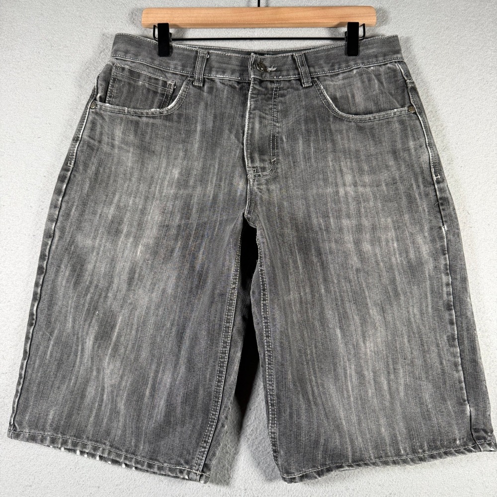 Vintage Avirex Sky Kings Mens 34 Faded Black Denim Shorts Baggy Streetwear Jorts